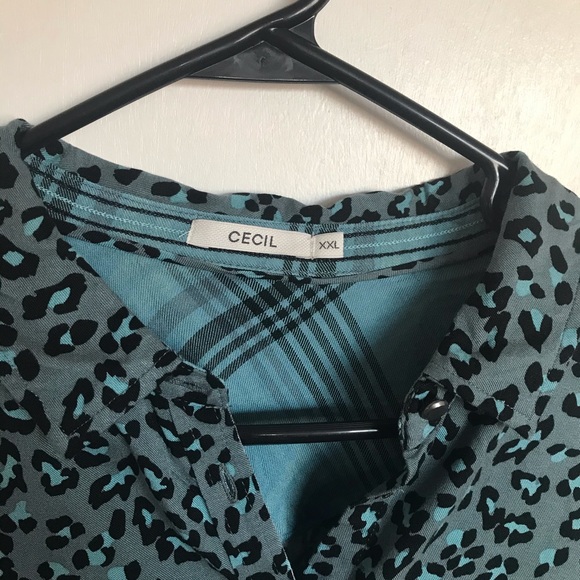 Cecil Leopard Print Button Down Top - Size XXL - Picture 2 of 10